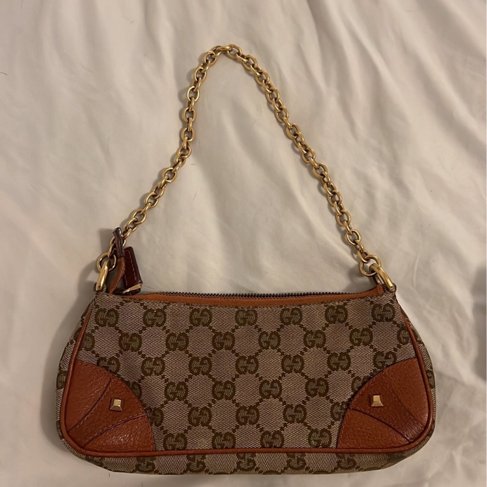 Vintage Gucci Mini Monogram  Horsebit Nail Chain Pochette